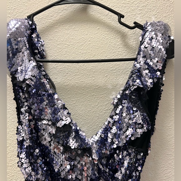 New Free People Siren Sequin NWT Party Mini Dress Black/Purple Size 2 - Picture 7 of 9